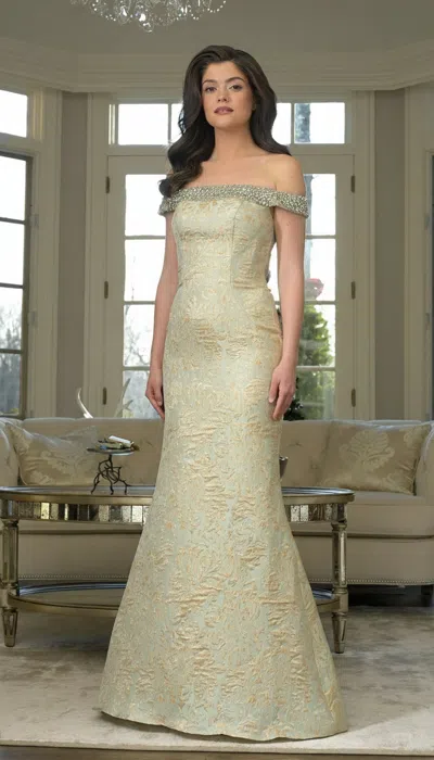 Marsoni Mv1346 Long Fitted Formal Dress In Green