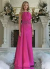 Marsoni Mv1356 Beaded Applique Long Formal Evening Pleated Dress In Pink