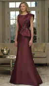 Marsoni Mv1359 Beaded Long Formal Floral Mermaid Evening Dress In Burgundy