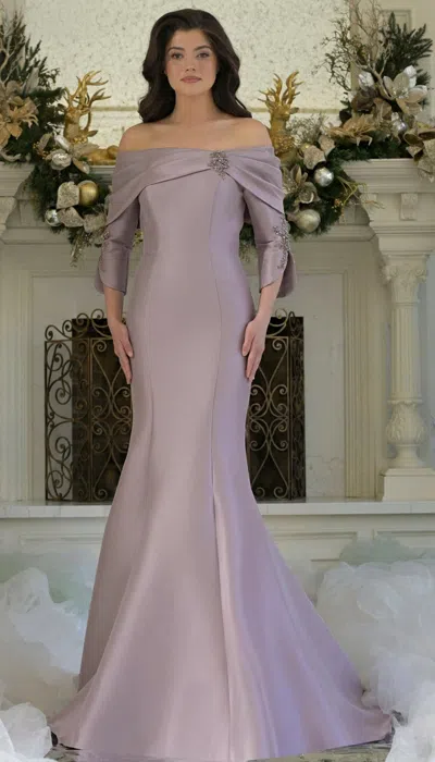 Marsoni Mv1360 Long Formal Beaded Applique Evening Dress In Pink
