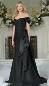 Marsoni Mv1365 Long Formal Ruffle Evening Prom Dress In Black