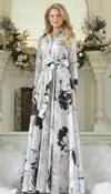 Marsoni Mv1367 Long Formal Printed A Line Mother Of The Bride Dress In Multi