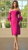 Marsoni Mv1370 Short Fitted Knee Length Cocktail Dress In Pink