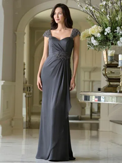 Marsoni Mv1377 Beaded Mother Of The Bride Long Formal Dress In Gray