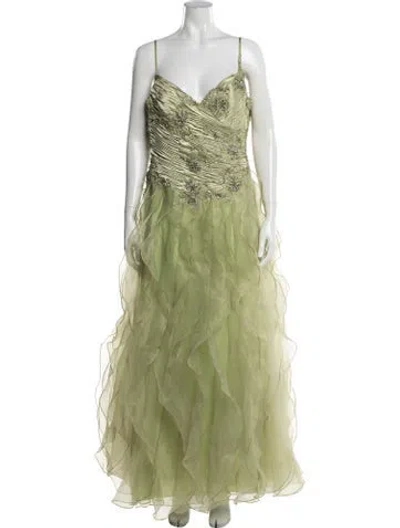 Pre-owned Marsoni Printed Long Dress In Green