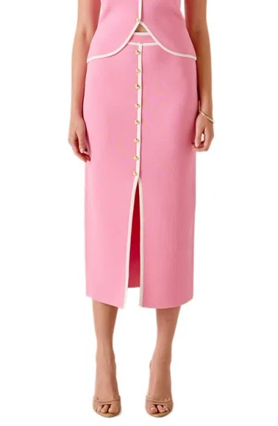 Marsy Contrast Border Midi Skirt In Pink