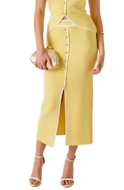 Marsy Contrast Border Midi Skirt In Yellow