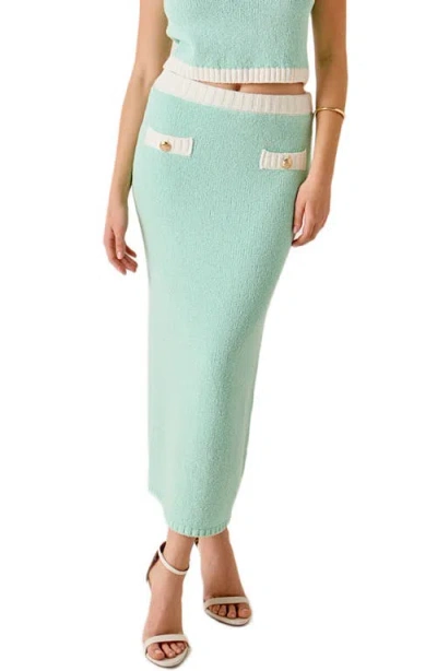 Marsy Knit Maxi Skirt In Green