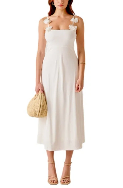 Marsy Rosette A-line Dress In White