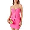 Marsy Strapless Button Top In Pink
