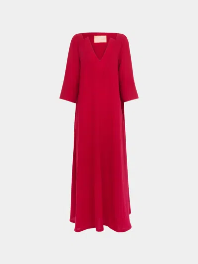 Marta Ferri Genova Wool Kaftan Dress Size: S/m In Red