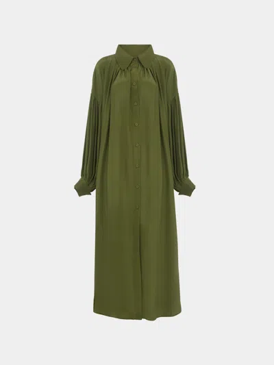 Marta Ferri Martini Silk Long Dress Size: S/m In Green