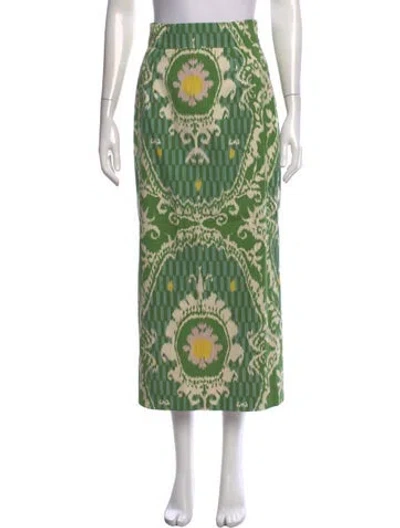 Pre-owned Marta Ferri Patterned Long Skirt In Green