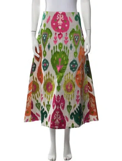 Pre-owned Marta Ferri Patterned Long Skirt In Green