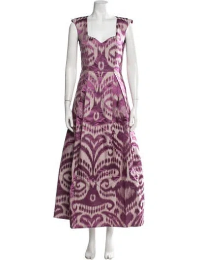 Pre-owned Marta Ferri Printed Long Dress W/ Tags In Purple