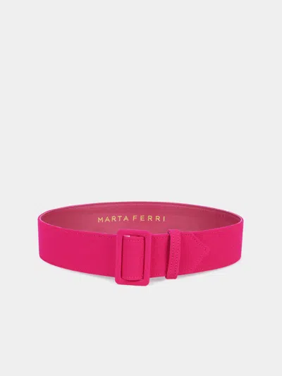 Marta Ferri Wool Crepe Belt Size: M/l  Abask Luxury Gift In  Pink