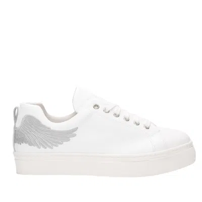 Marte Women's White / Silver Angel's Ease - Classic Trainer In White With Silver Wing In White/silver