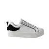 Marte Women's Black / White Angels Sneak -flatform Trainer In White With Black Wing In Black/white