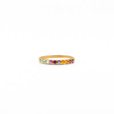 Marteliè Women's Gold Ring With Natural Amethysts, Aquamarines, Tourmalines And Citrines