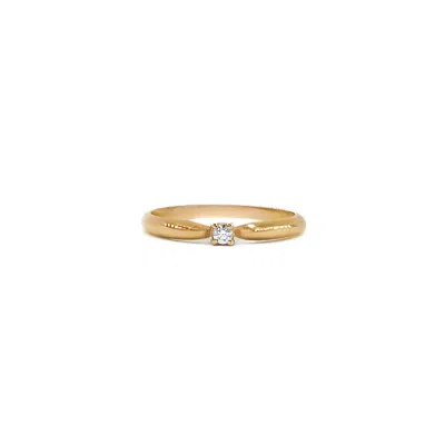Marteliè Women's Gold Solitaire Ring With Brilliant-cut Synthetic Diamond