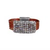 Martell Studio Large Labradorite Cuff Bracelet In Chocolate Leather In Multi