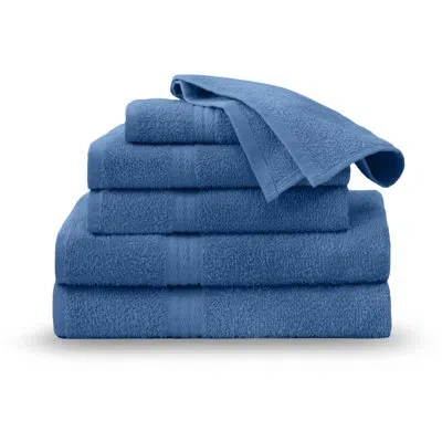 Martex Easy Living The Everyday Towel 6 Piece Set 6 - Piece 100% Cotton Multi-size Set Guest Room Case Pack In Blue