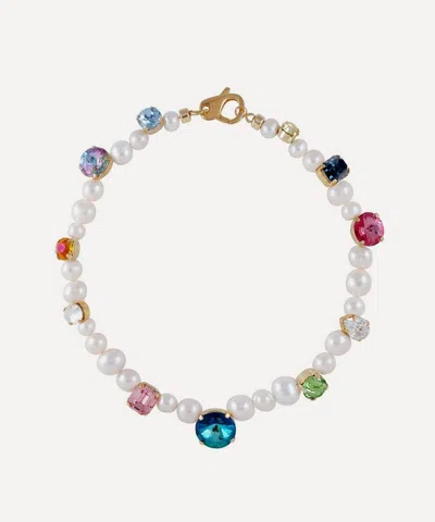 Martha Calvo 14ct Gold-plated Diana Pearl Crystal Necklace