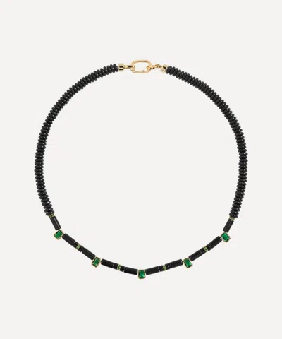 Martha Calvo 14ct Gold-plated Selene Bead Necklace In Green