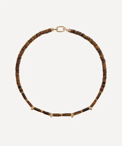 Martha Calvo 14ct Gold-plated Sienna Beaded Necklace In Brown