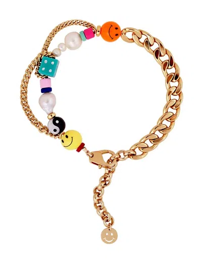 Martha Calvo Charm-embellished Chain-link Bracelet In Gold