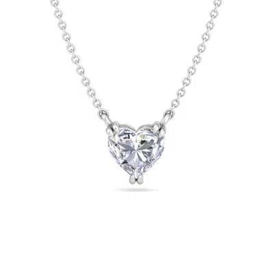 Martha Stewart 1 Carat Heart Shape Lab Grown Diamond Solitaire Necklace In Sterling Silver In Metallic