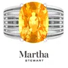 Martha Stewart 10 1/4 Carat Cushion Cut Gemstone Hidden Halo Ring With Lab Grown Diamonds In Sterling Silver, Choos