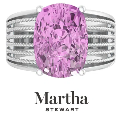 Martha Stewart 10 1/4 Carat Cushion Cut Gemstone Hidden Halo Ring With Lab Grown Diamonds In Sterling Silver, Choos