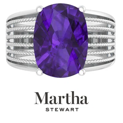 Martha Stewart 10 1/4 Carat Cushion Cut Gemstone Hidden Halo Ring With Lab Grown Diamonds In Sterling Silver, Choos In Purple
