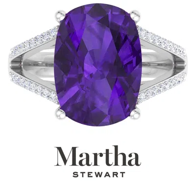 Martha Stewart 10 1/4 Carat Cushion Cut Gemstone Ring With Lab Grown Diamonds In Sterling Silver, Choose Your Gemst In Brown