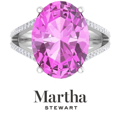 Martha Stewart 10 1/4 Carat Oval Shape Gemstone Ring With Lab Grown Diamonds In Sterling Silver, Cho