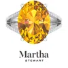 Martha Stewart 10 1/4 Carat Oval Shape Gemstone Ring With Lab Grown Diamonds In Sterling Silver, Cho In Orange