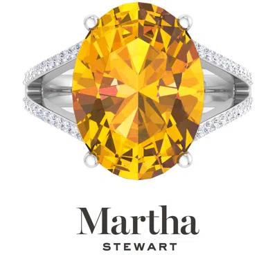 Martha Stewart 10 1/4 Carat Oval Shape Gemstone Ring With Lab Grown Diamonds In Sterling Silver, Cho In Orange