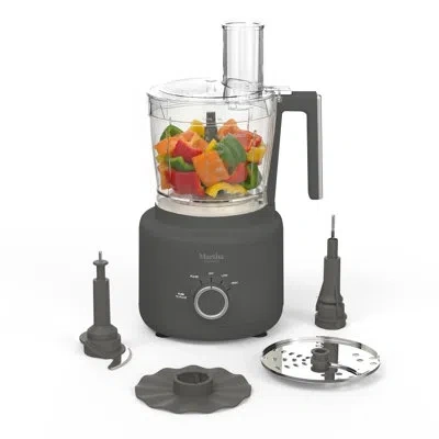 Martha Stewart 10-cup Food Processor, Caviar Gray In Black