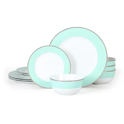 Martha Stewart 12-pc. Martha Blue Gracie Lane Ceramic Dinnerware Set In Green