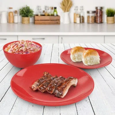 Martha Stewart 12 Piece Melamine Dinnerware Set, Service For 4 In Red