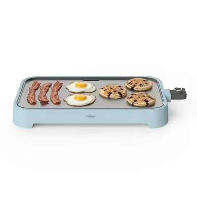 Martha Stewart 12" X 22" Xl Ceramic Nonstick Electric Griddle, Sky In Blue