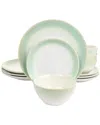 Martha Stewart 12pc Perry Streetpc Dinnerware Set With Green Trim In Green