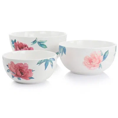 Martha Stewart 172 Fl Oz. 3 Piece Serving Bowl Set In Pink