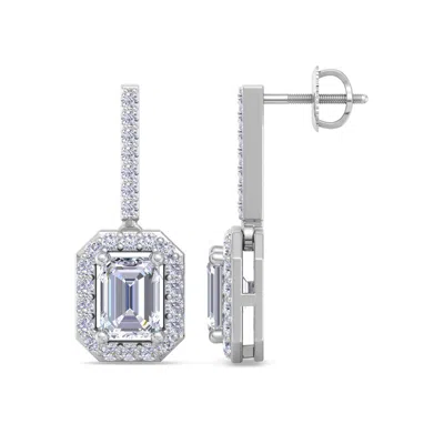 Martha Stewart 2 1/2 Carat Emerald Cut Lab Grown Diamond Drop Earrings In Sterling Silver In Brown