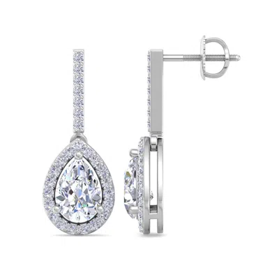 Martha Stewart 2 1/2 Carat Pear Shape Lab Grown Diamond Drop Earrings In Sterling Silver In Brown