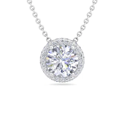 Martha Stewart 2 1/4 Carat Lab Grown Diamond Halo Necklace In Sterling Silver In Multi