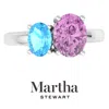 Martha Stewart 2 3/4 Carat Two Stone Gemstone Ring For Women In Sterling Silver, Gemstone Jewelry For Women In Multi