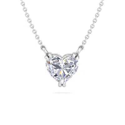 Martha Stewart 2 Carat Heart Shape Lab Grown Diamond Solitaire Necklace In Sterling Silver