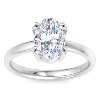 Martha Stewart 2 Carat Oval Shape Lab Grown Diamond Solitaire Engagement Ring In Sterling Silver In Metallic